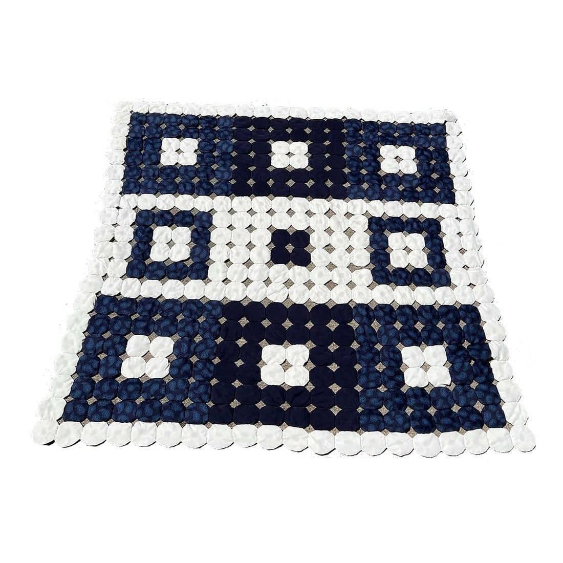 Large 1970s Handmade Navy Blue Patch Quilt (1 of 5)