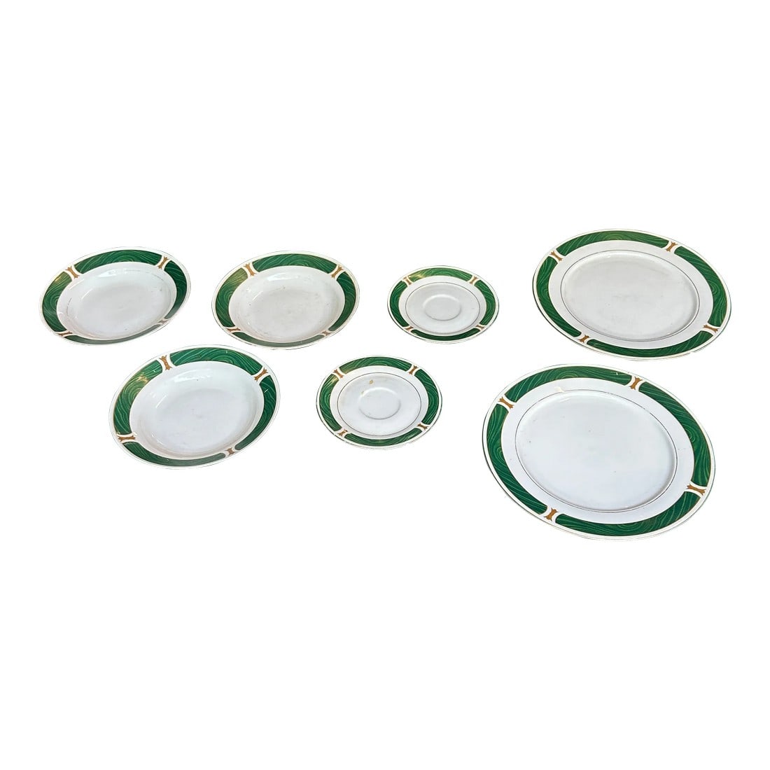 1970s Gabbay China Malachite Plates and Bowls Collection- 7 Pieces: Up for consideration is a beautiful collection of Gabbay China malachite plates and bowls. These would look lovely in your home and they are a great find for the interior design enthusiast. Please
