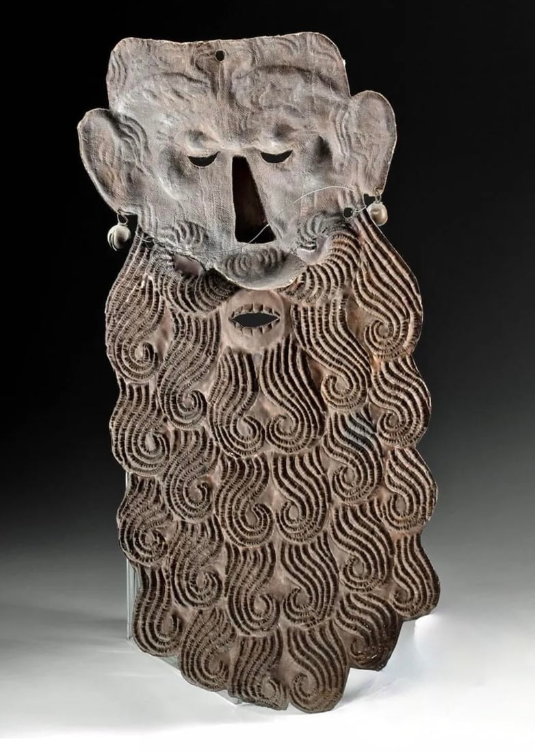 Mexican Guerrero Painted Copper Barbone Mask - 6