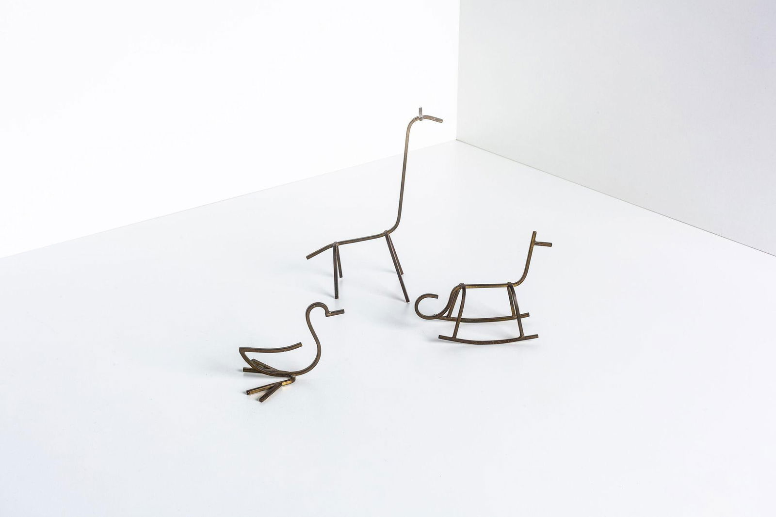 1950s Simon Kops Set of Brass Minimalist Animal Sculptures - 2