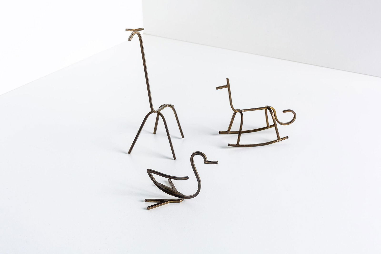 1950s Simon Kops Set of Brass Minimalist Animal Sculptures - 3