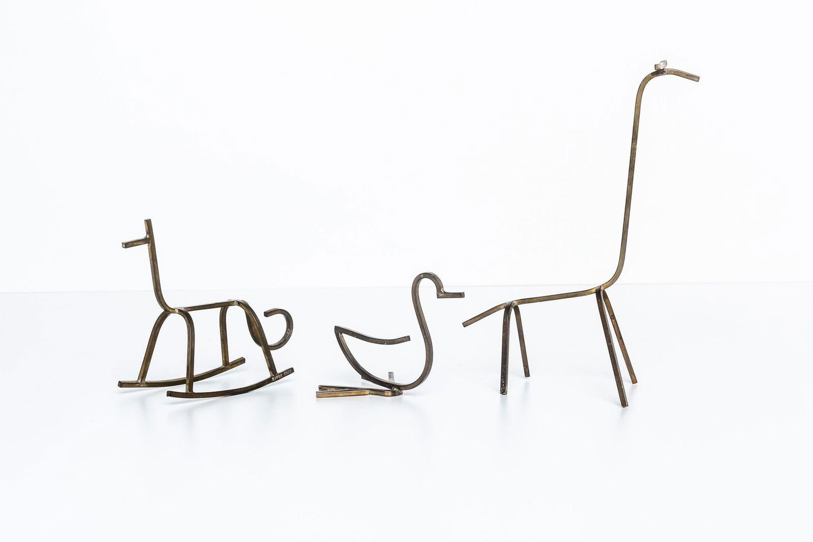 1950s Simon Kops Set of Brass Minimalist Animal Sculptures - 4