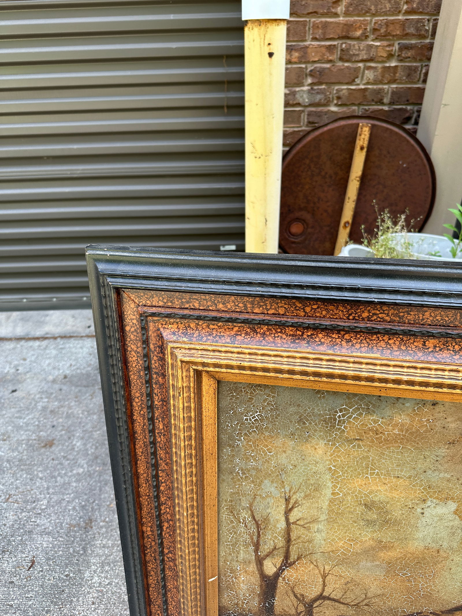 1970s Large Framed Painting of Giraffes in Wild - 2