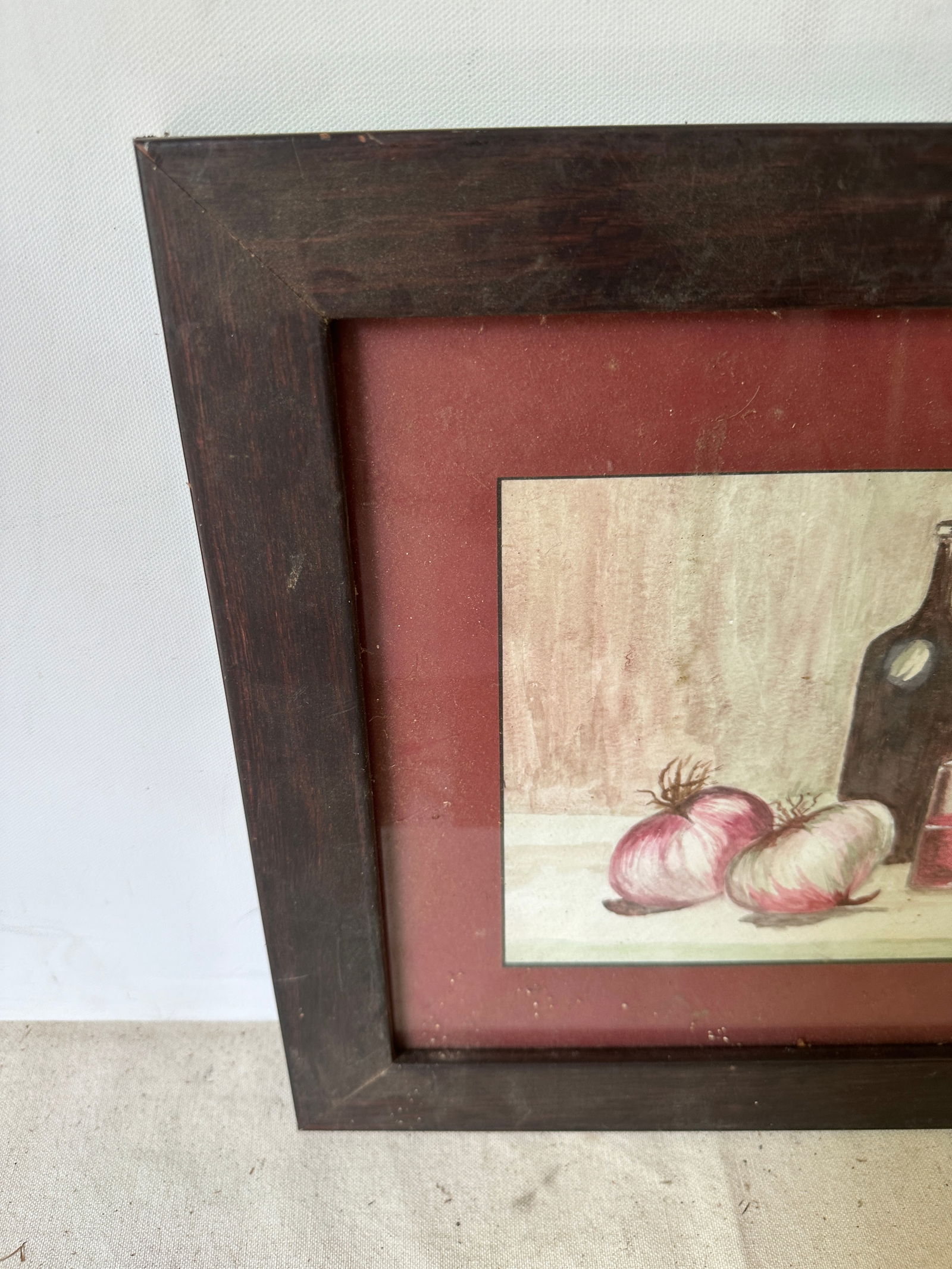 1970s Wine and Onions Watercolor Painting, Frames - 2