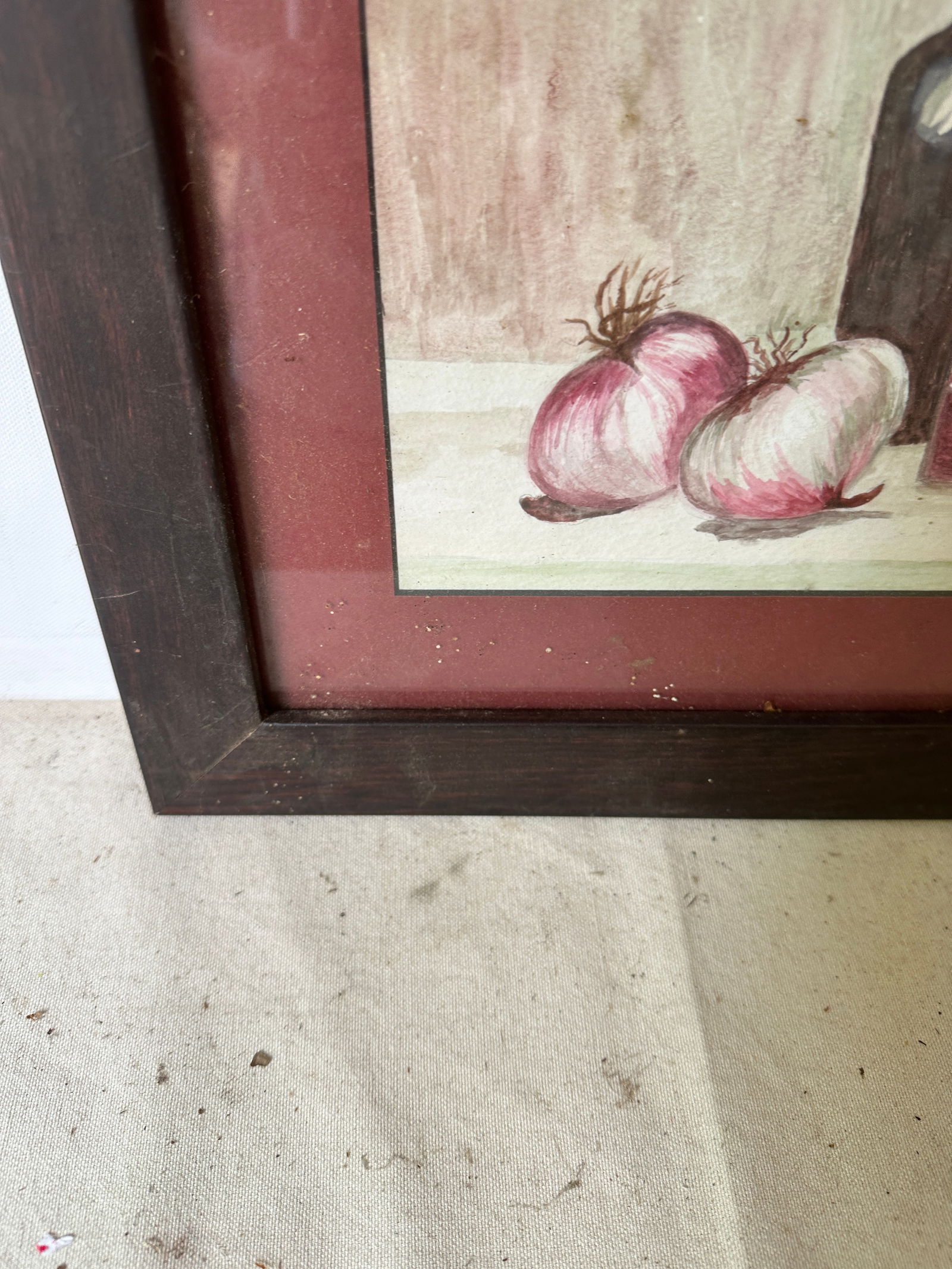 1970s Wine and Onions Watercolor Painting, Frames - 3