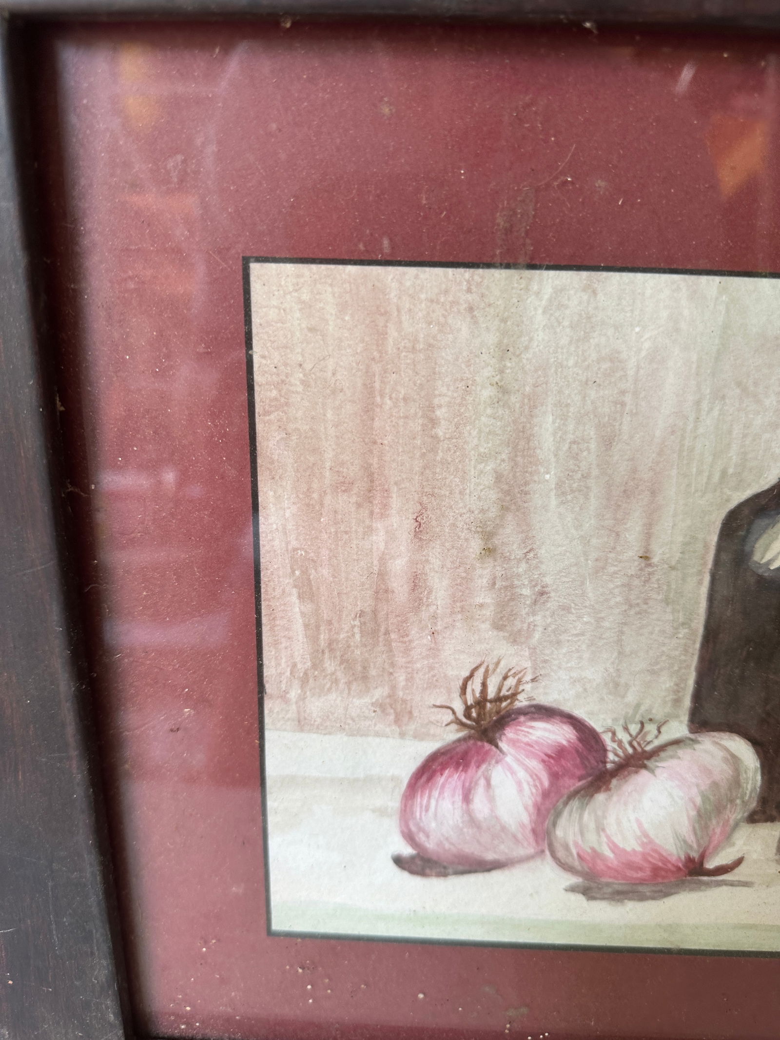 1970s Wine and Onions Watercolor Painting, Frames - 7