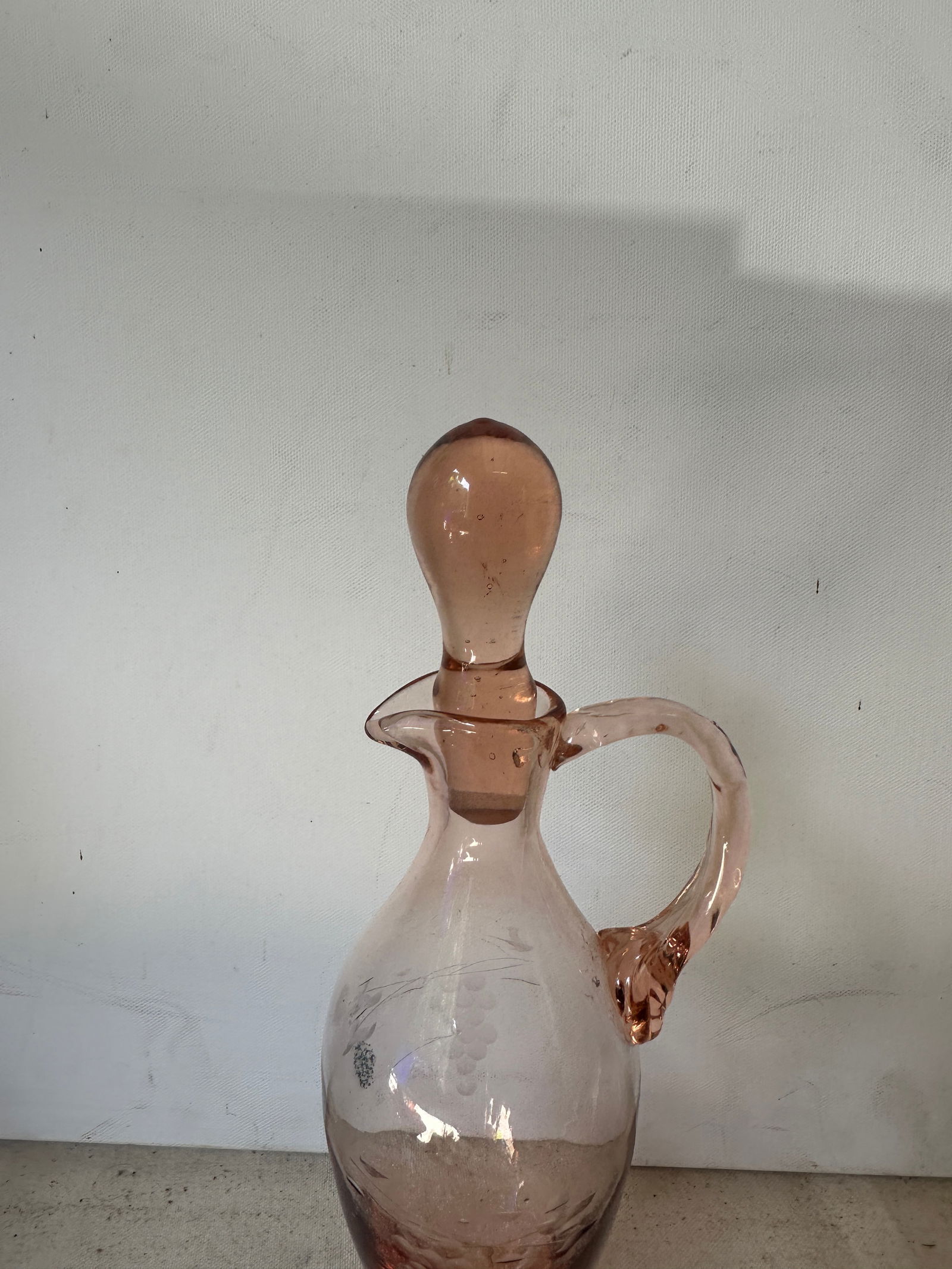 1970s Pink Depression Glass Petite Decanter - 2