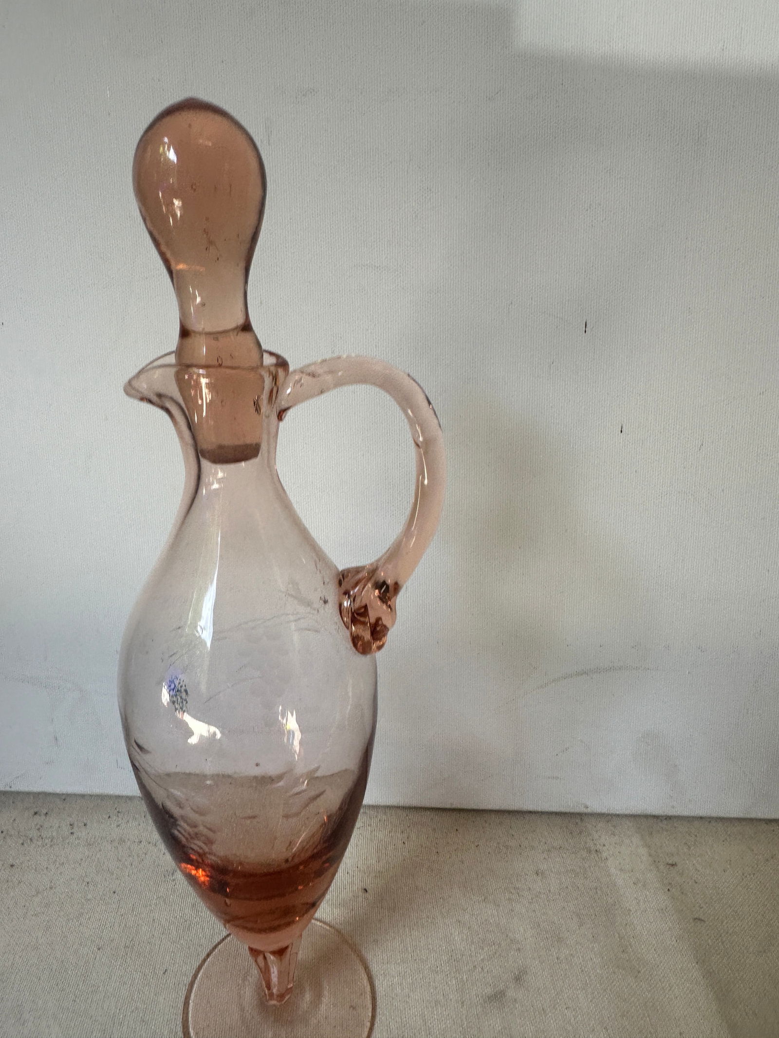 1970s Pink Depression Glass Petite Decanter - 3