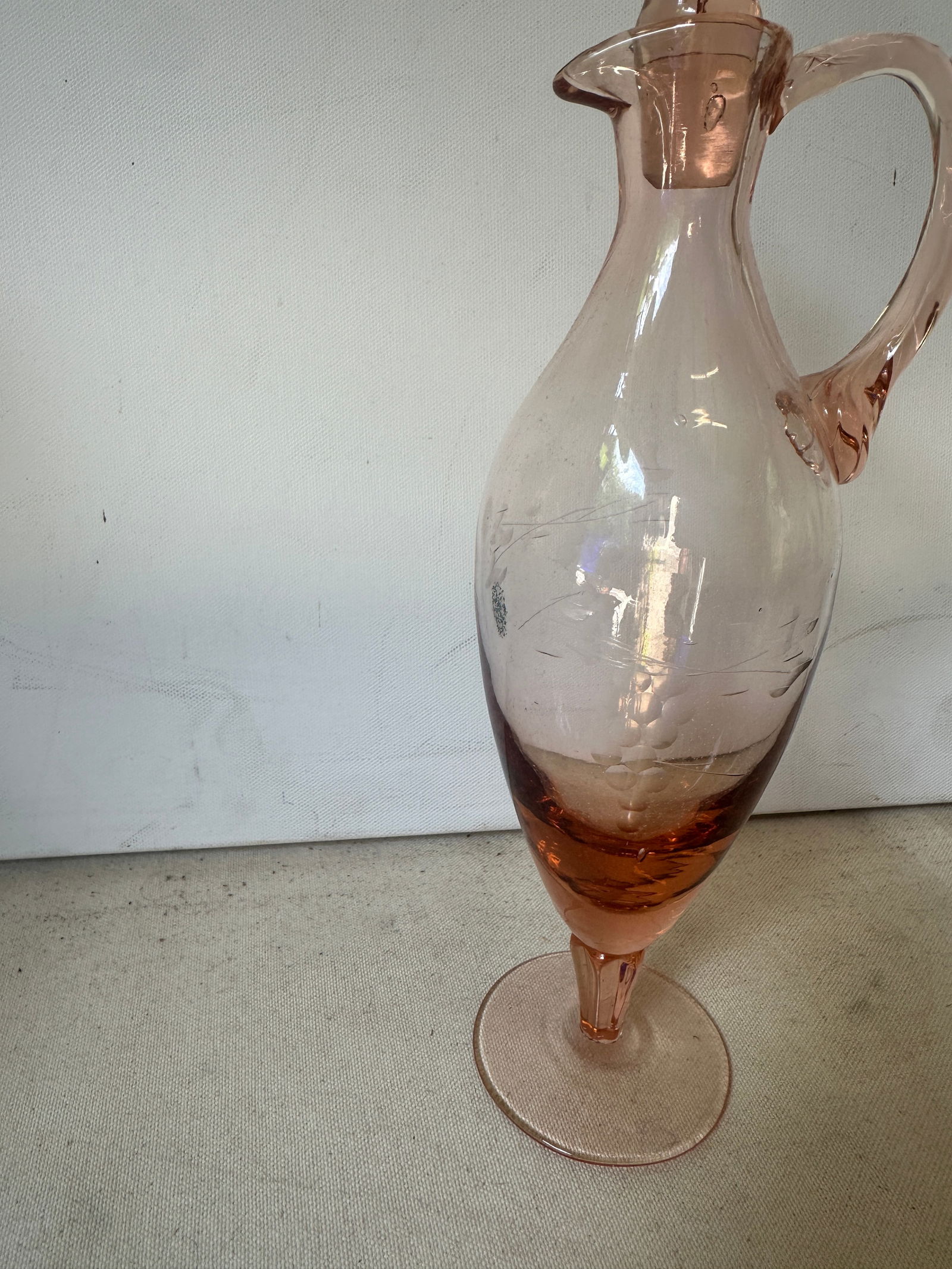 1970s Pink Depression Glass Petite Decanter - 5