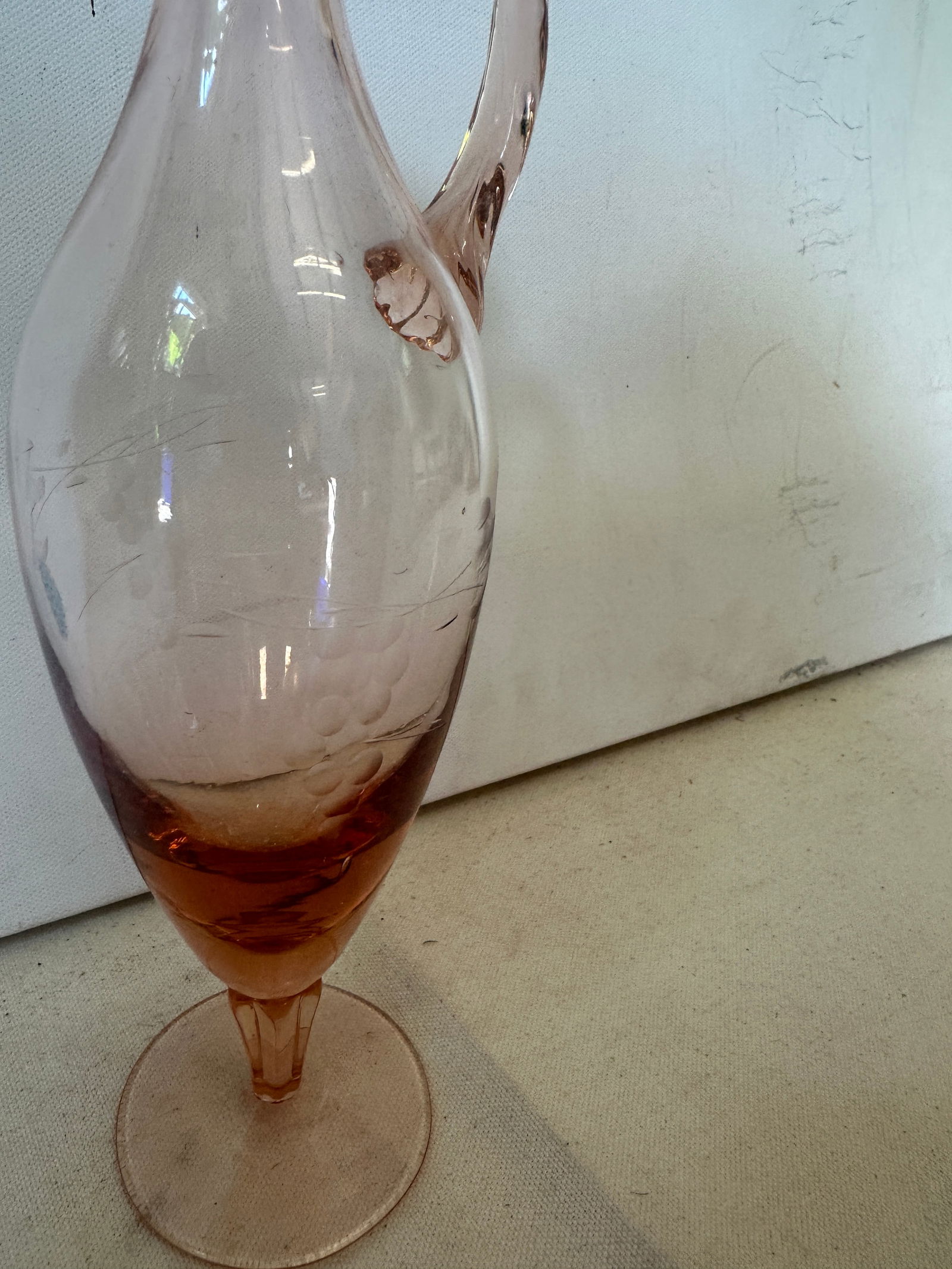 1970s Pink Depression Glass Petite Decanter - 6