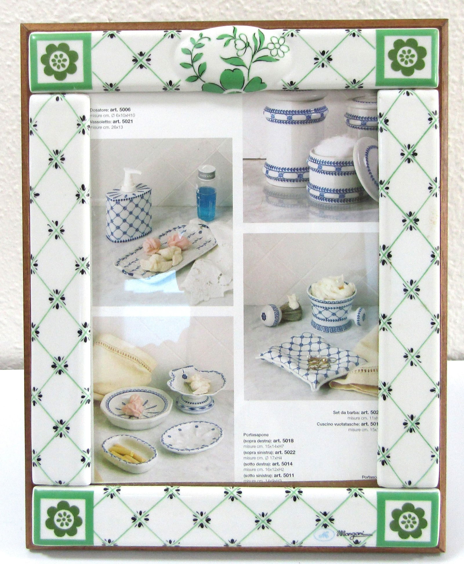 Mangani Italy Green and White Porcelain Frame - 2