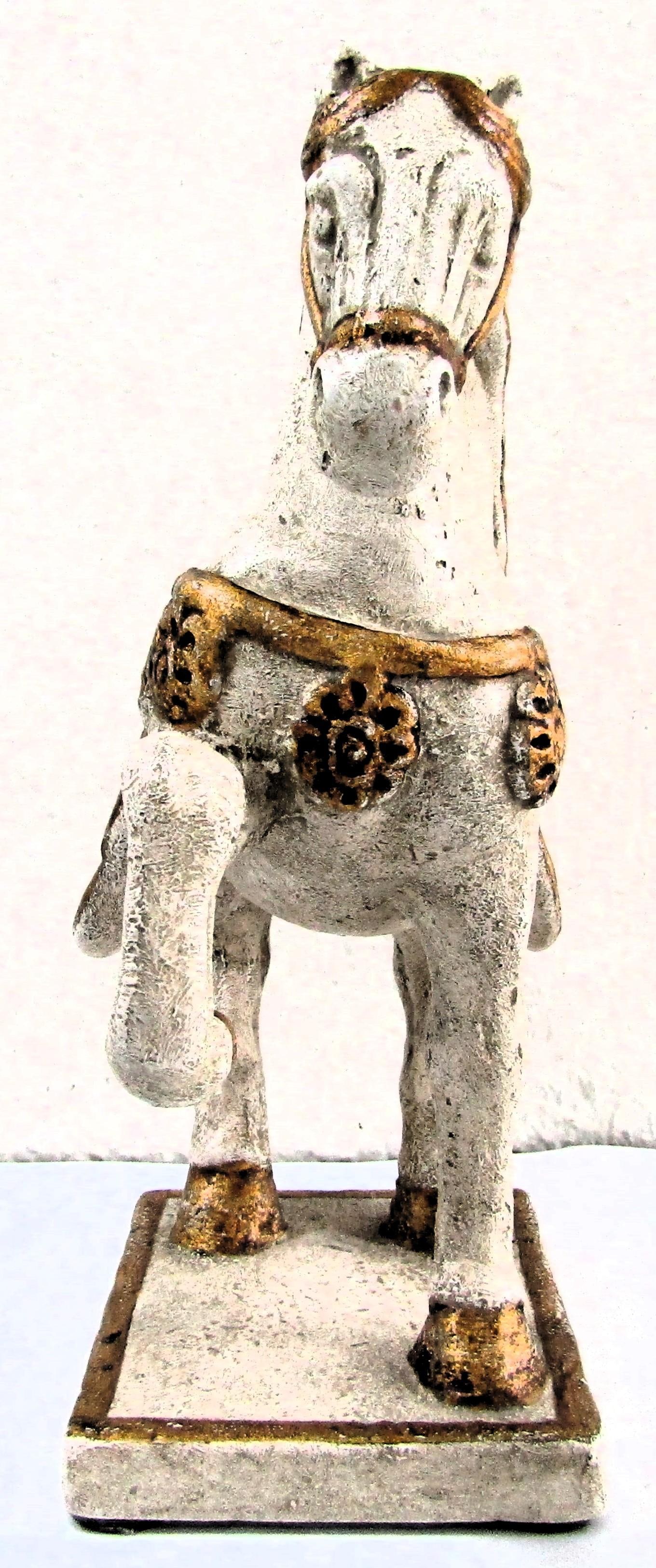 Mid-Century Italian Painted Bronze Horse Figurine Sculpture Signed to Base - 2