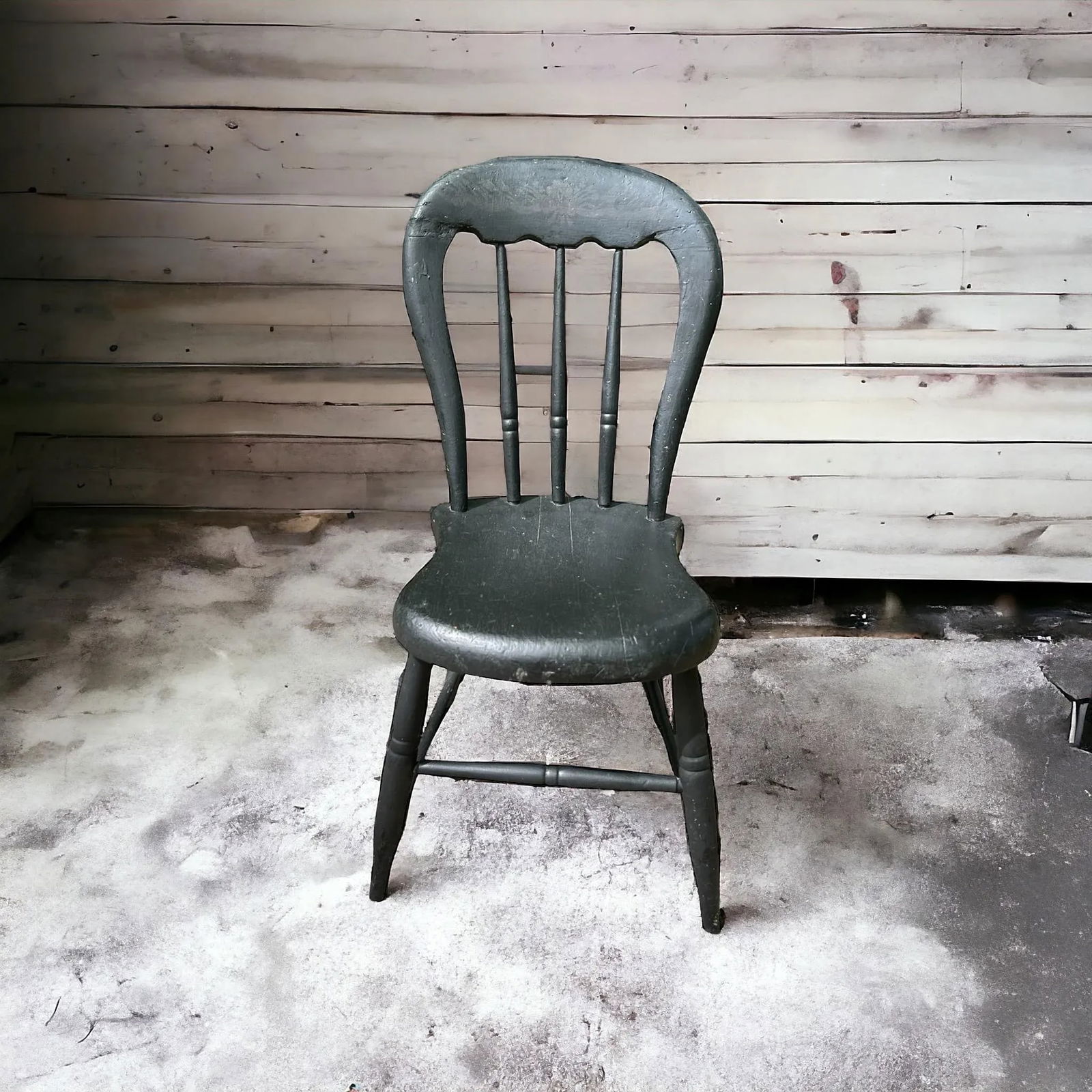 Antique Primitive Black Farmhouse Chair - 11