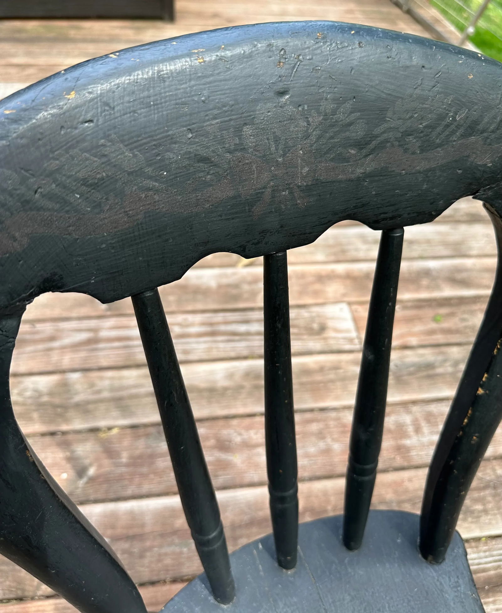 Antique Primitive Black Farmhouse Chair - 3