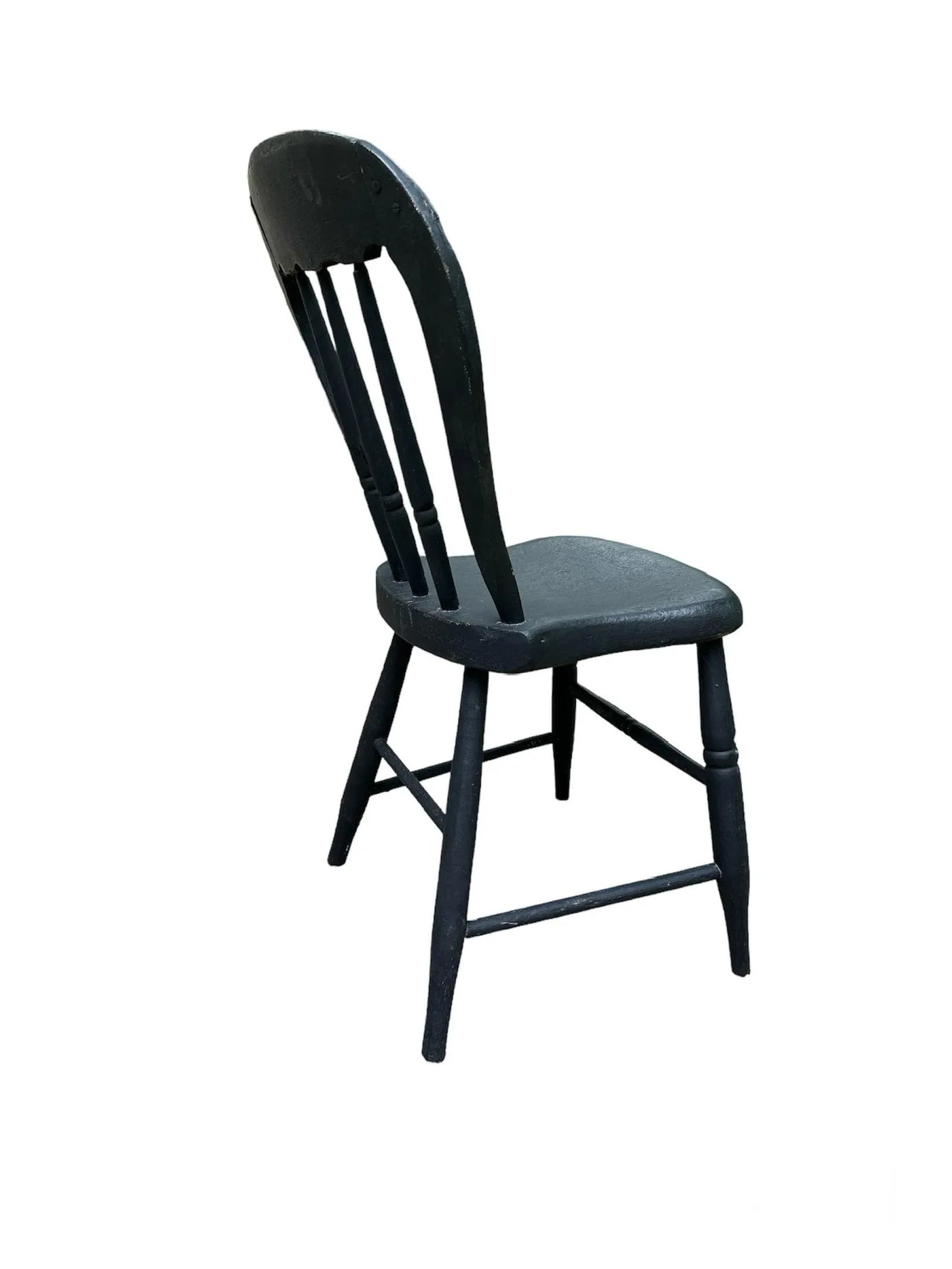 Antique Primitive Black Farmhouse Chair - 4