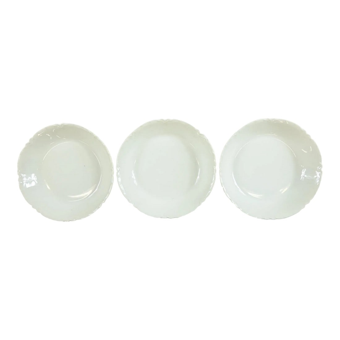 19th Century Haviland France Ranson White Dinner Plates- Set of 3: Haviland France Ranson White Dinner Plate Antique. Good Condition - see pictures for more details. Dimensions: 7.5" x 7.5" x 2" Condition: Alterations: Original Condition Unaltered Imperfections: Some