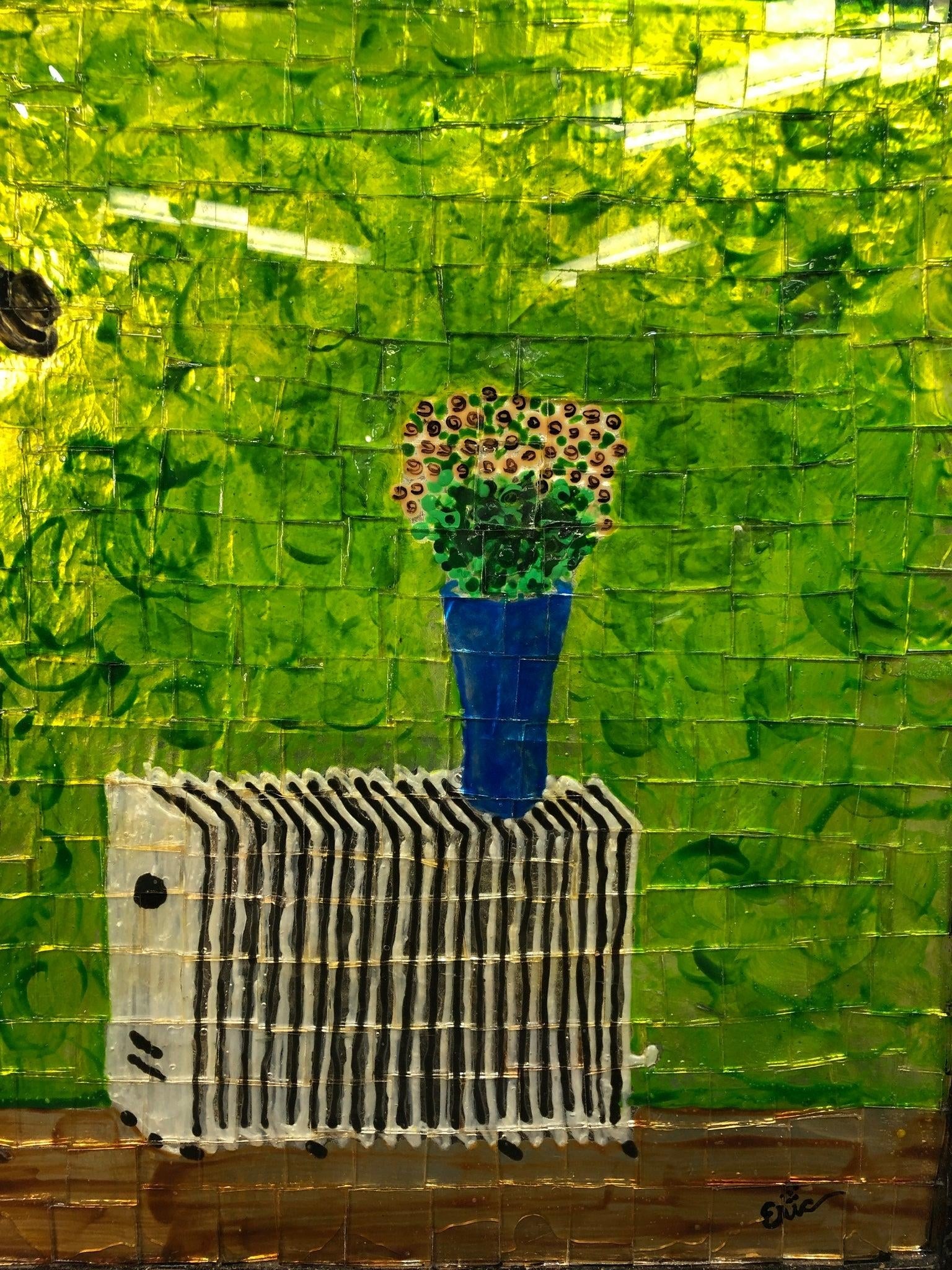 Late 20th Century Multimedia Glass Collage Signed on the Bottom - 4