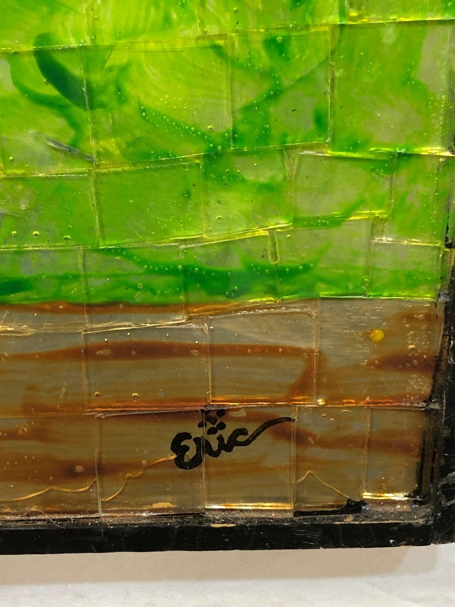 Late 20th Century Multimedia Glass Collage Signed on the Bottom - 5