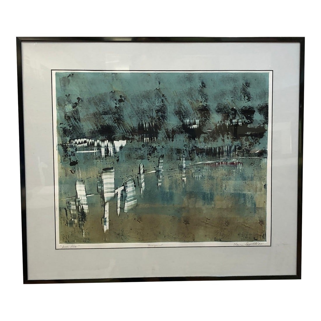 Iron Pier - Lithograph Signed by Elaine Ippolito 1987, Framed (1 of 4)