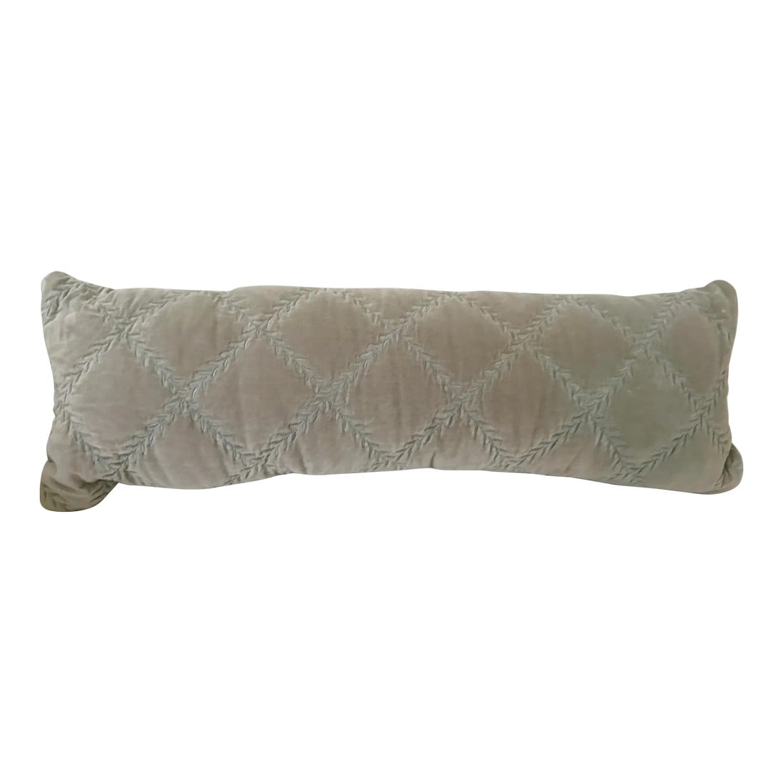 Bella Notte and Linen Long Lumber Pillow in Sterling: Bella Notte Sterling Long Lumber Pillow. Custom made long lumber pillow made with Bella Notte Linen fabric cotton velvet. Fabric has been discontinued and is no longer available. Color is still