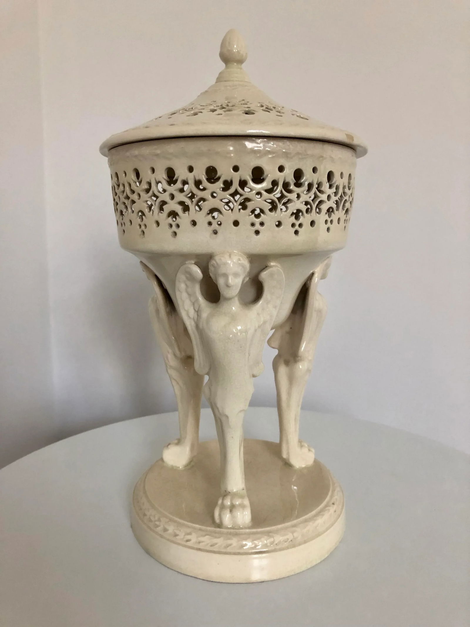 19th Century French Creamware Potpourri Lidded Dish - 13