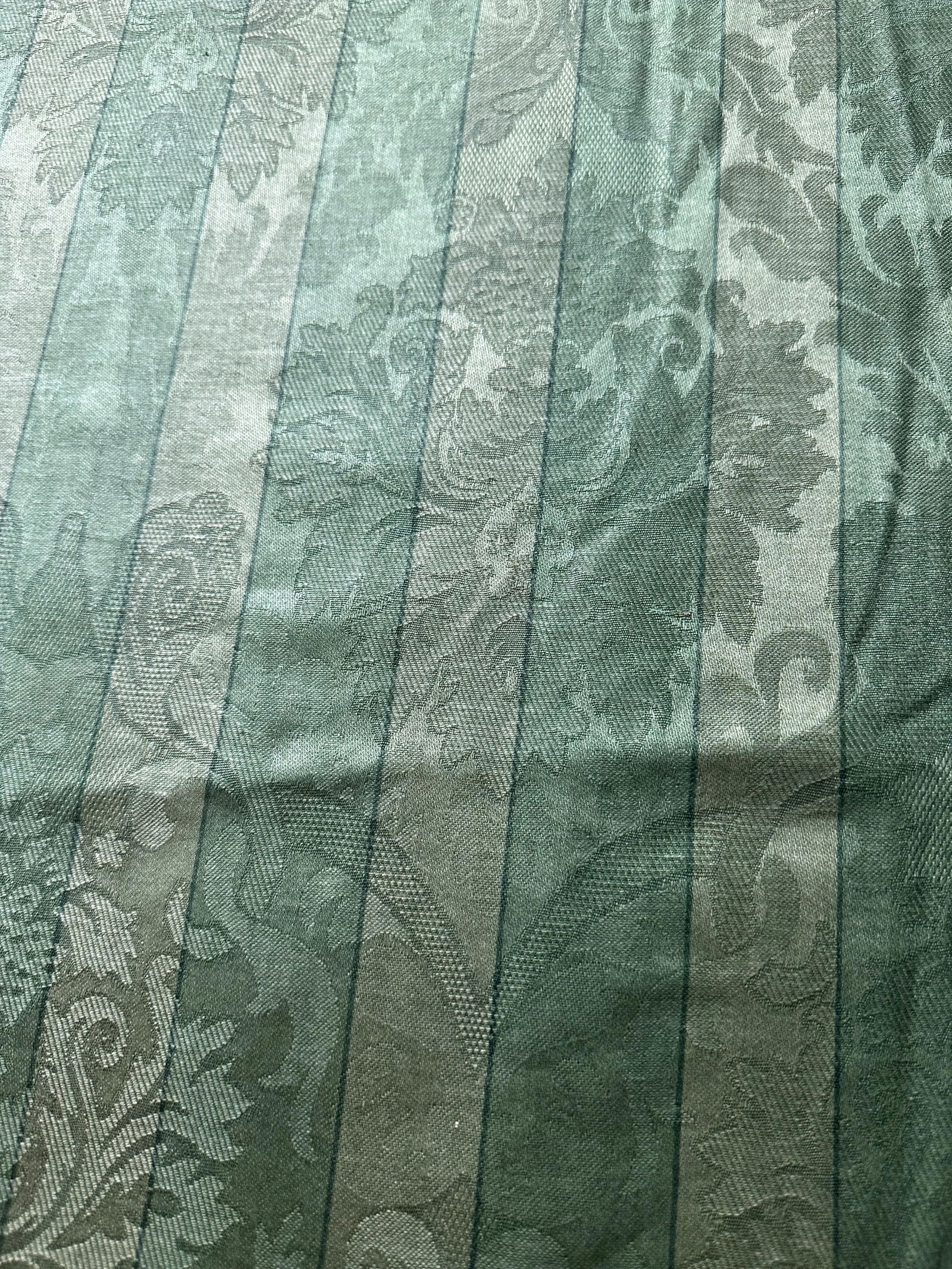 Late 20th Century P. Kaufman Fabric Green Striped Damask- About 2.2 Yards - 7