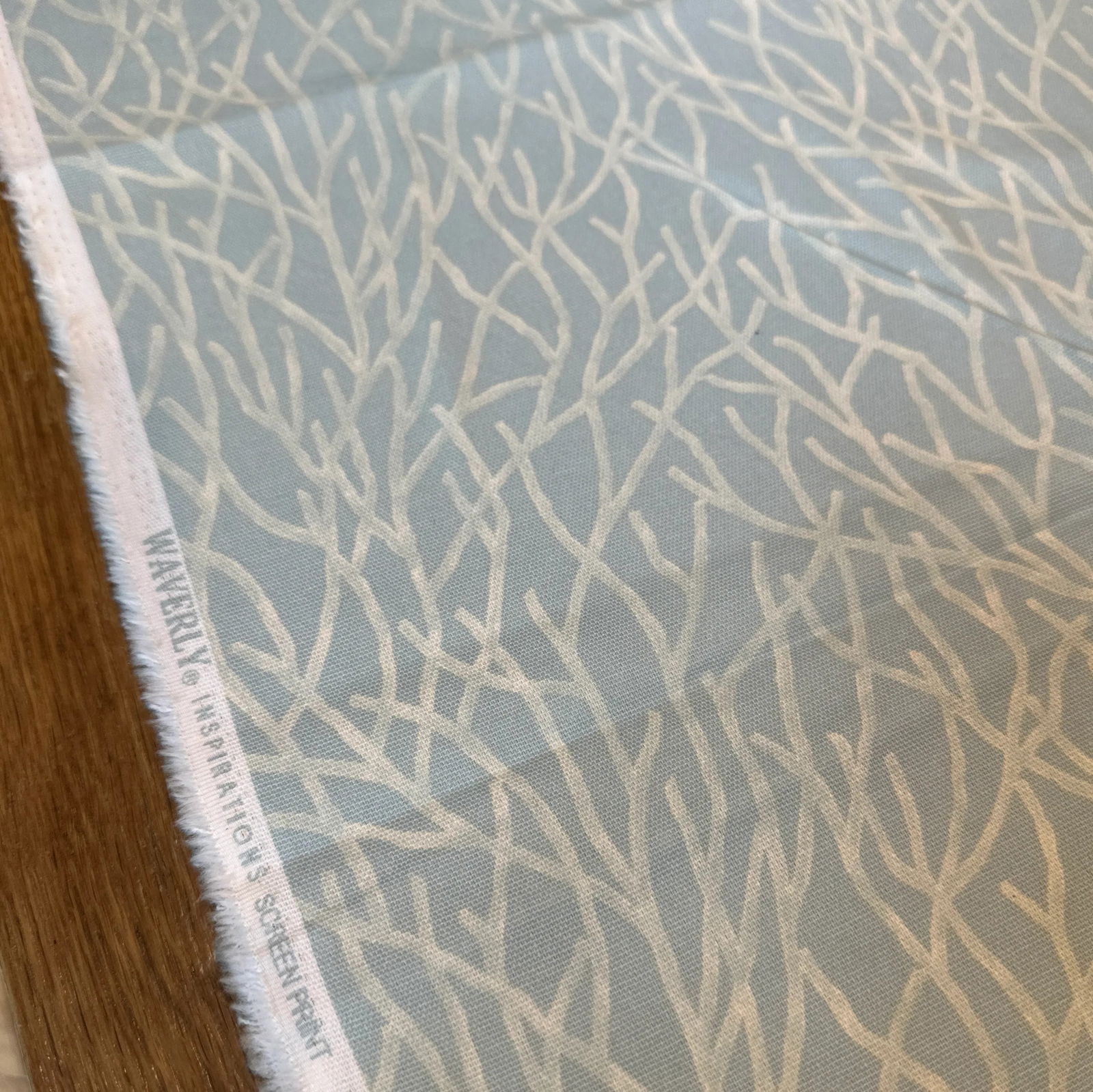 Late 20th Century Waverly Inspirations Seaside Coastal Blue Coral Cotton Fabric Remnants- Set of 2 - 10