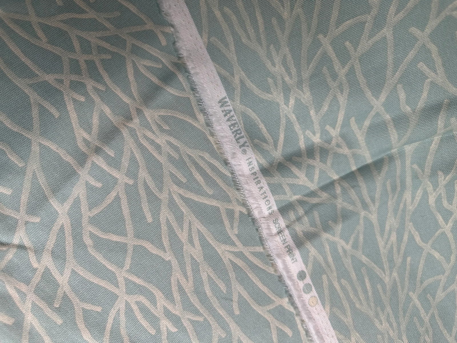 Late 20th Century Waverly Inspirations Seaside Coastal Blue Coral Cotton Fabric Remnants- Set of 2 - 4