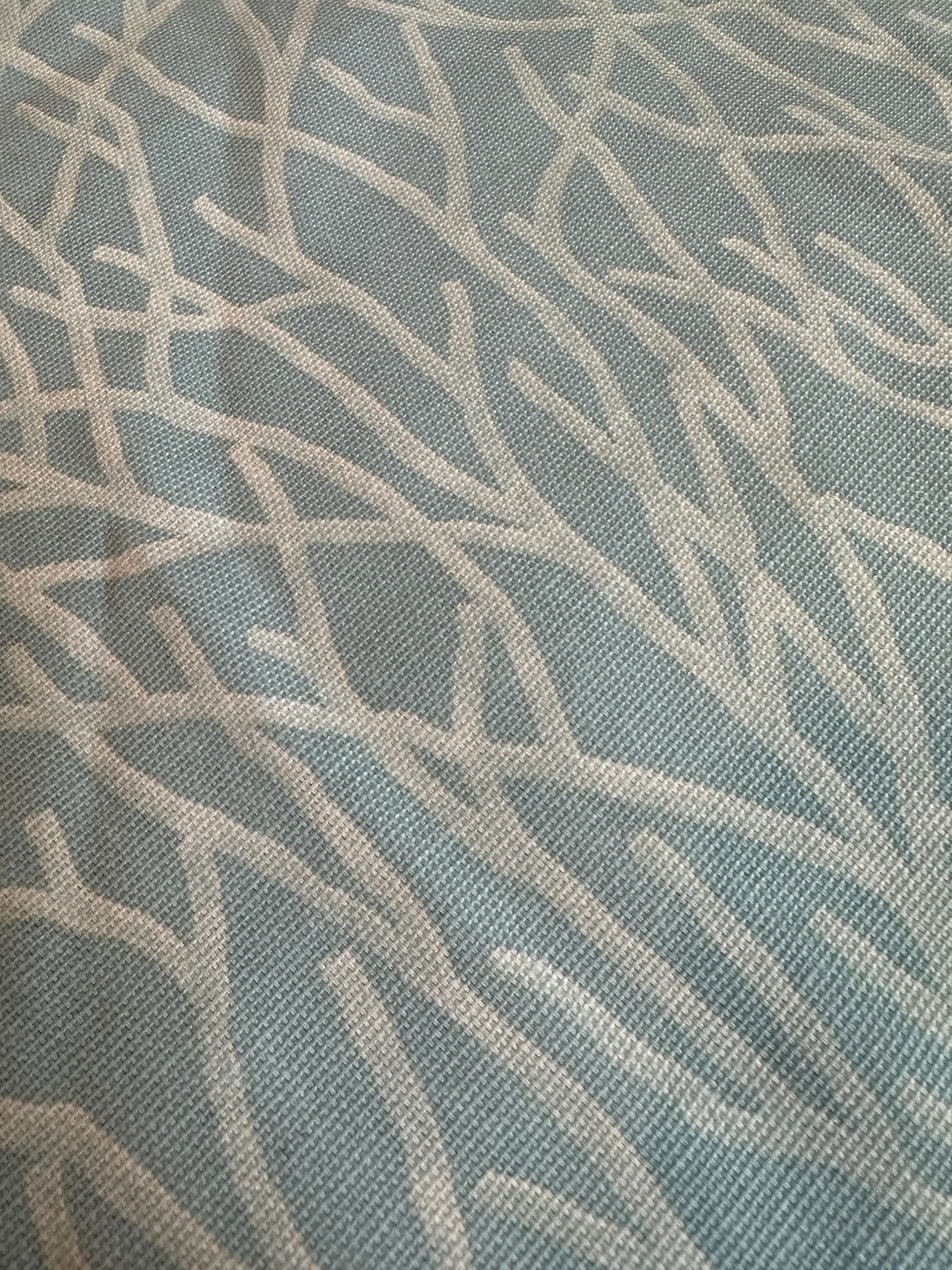 Late 20th Century Waverly Inspirations Seaside Coastal Blue Coral Cotton Fabric Remnants- Set of 2 - 6