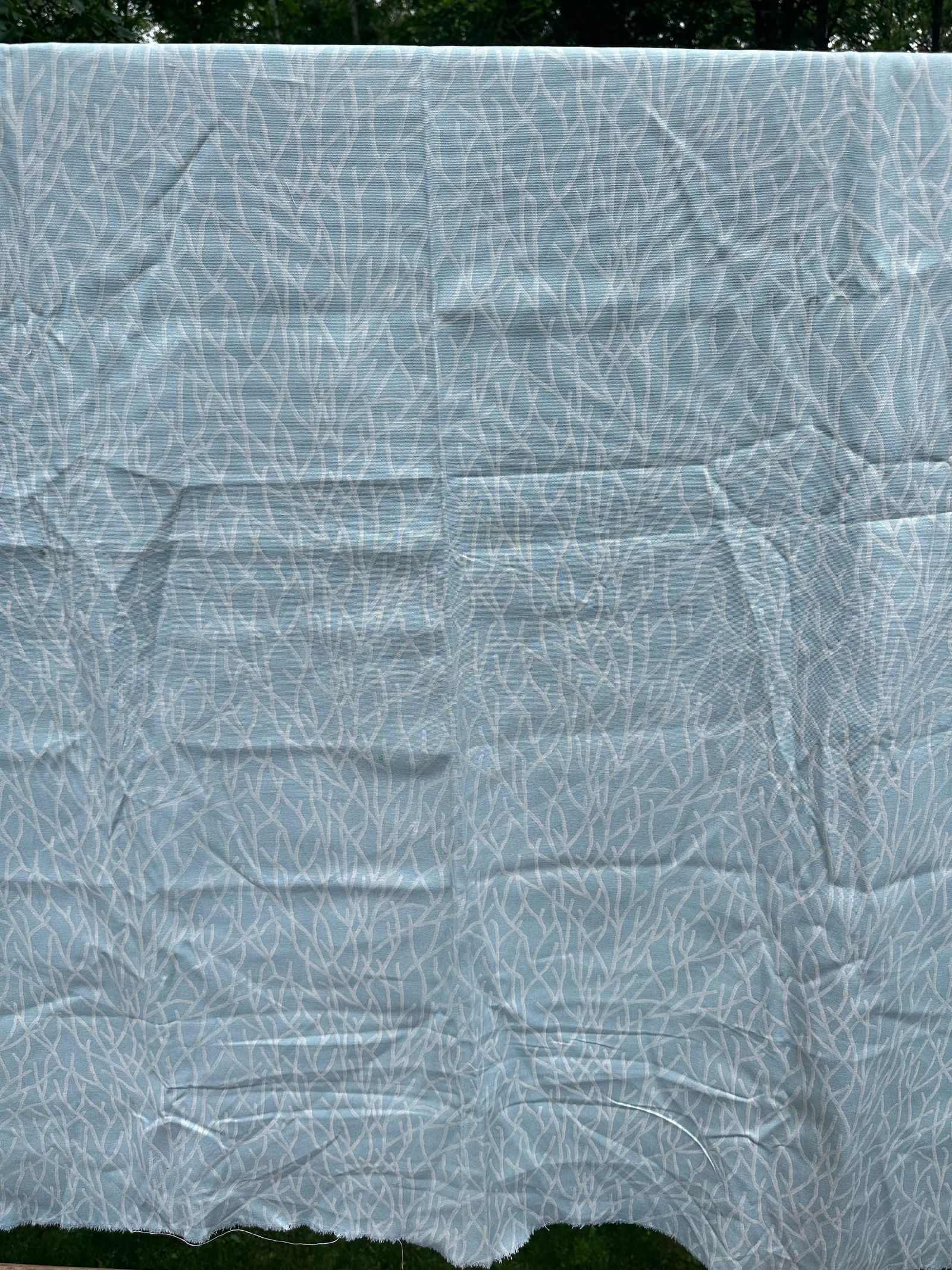 Late 20th Century Waverly Inspirations Seaside Coastal Blue Coral Cotton Fabric Remnants- Set of 2 - 8