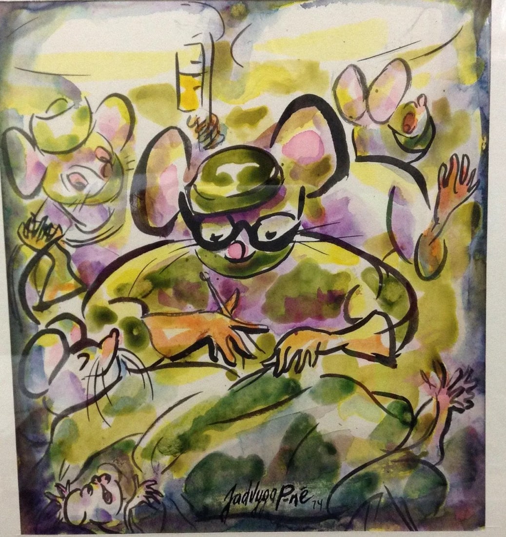 Original Watercolor Grouping by Jadvyga Paukstiene of Mice Professor - Set of 3 - 2