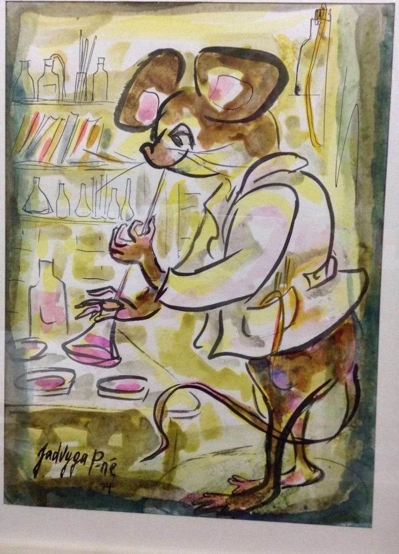 Original Watercolor Grouping by Jadvyga Paukstiene of Mice Professor - Set of 3 - 4