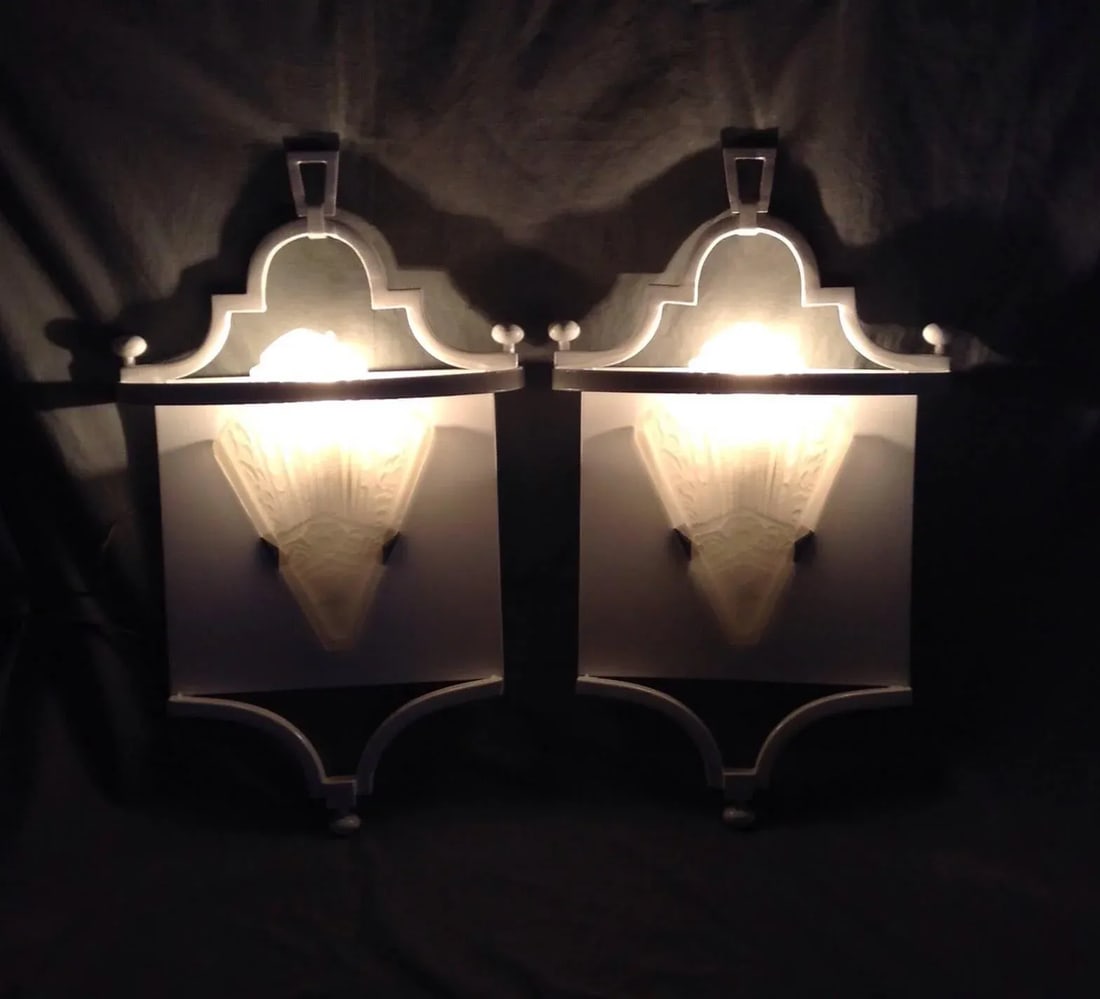 Vintage Fine Art Lamps Portobello Road Collection White Sconces Wall Mounts 70s - a Pair - 4