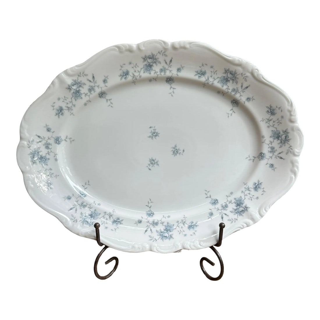 Mid 20th Century Haviland Blue Garland Large Platter, Germany: Johann Haviland 15" large platter Bavaria Germany 15" long x 1.5" high x 11" wide Excellent condition with a small surface scratch-see last photo Please note separate listing for 54 piece set and