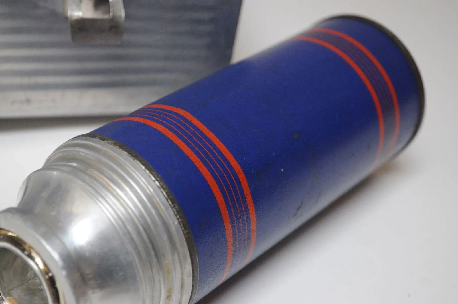 Vintage Aluminum "Victory" Domed Miner's Pail / Survivor Lunchbox With Corked Thermos - 11