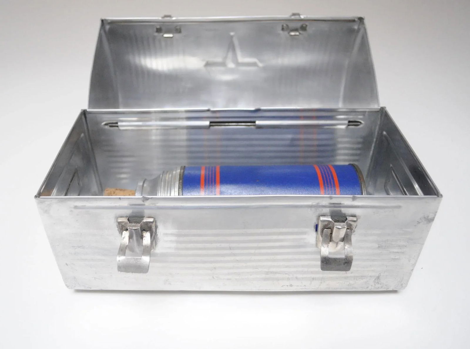 Vintage Aluminum "Victory" Domed Miner's Pail / Survivor Lunchbox With Corked Thermos - 2