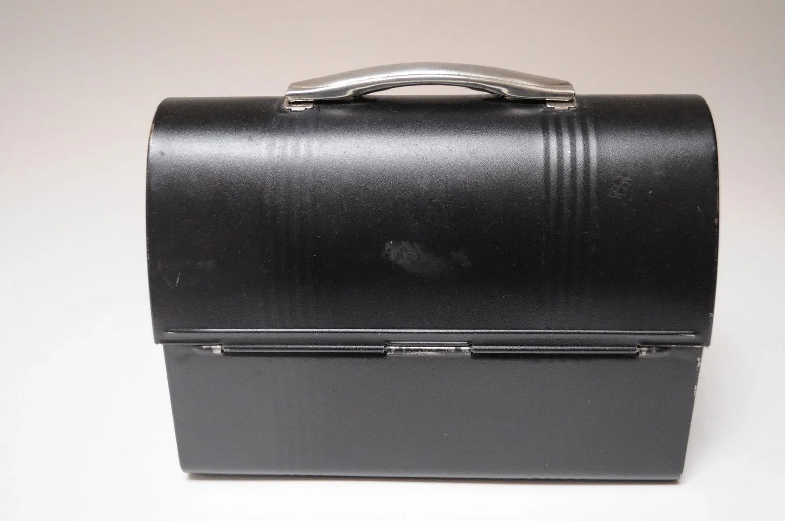 Vintage Black Industrial Domed Tin Work Lunch Box - 3