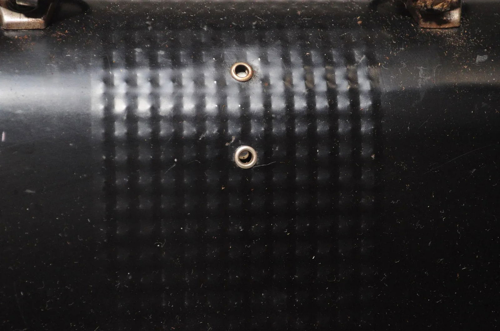 Vintage Handy Andy Black Industrial Domed Tin Miner's Lunch Pail With Thermos and Leather Handle - 9