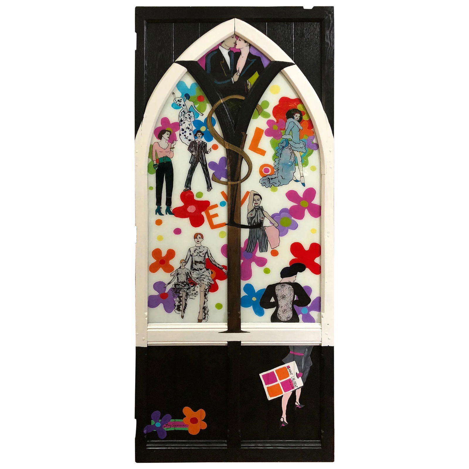 Original Contemporary Painting on Glass Homage to Yves Saint Laurent - 12