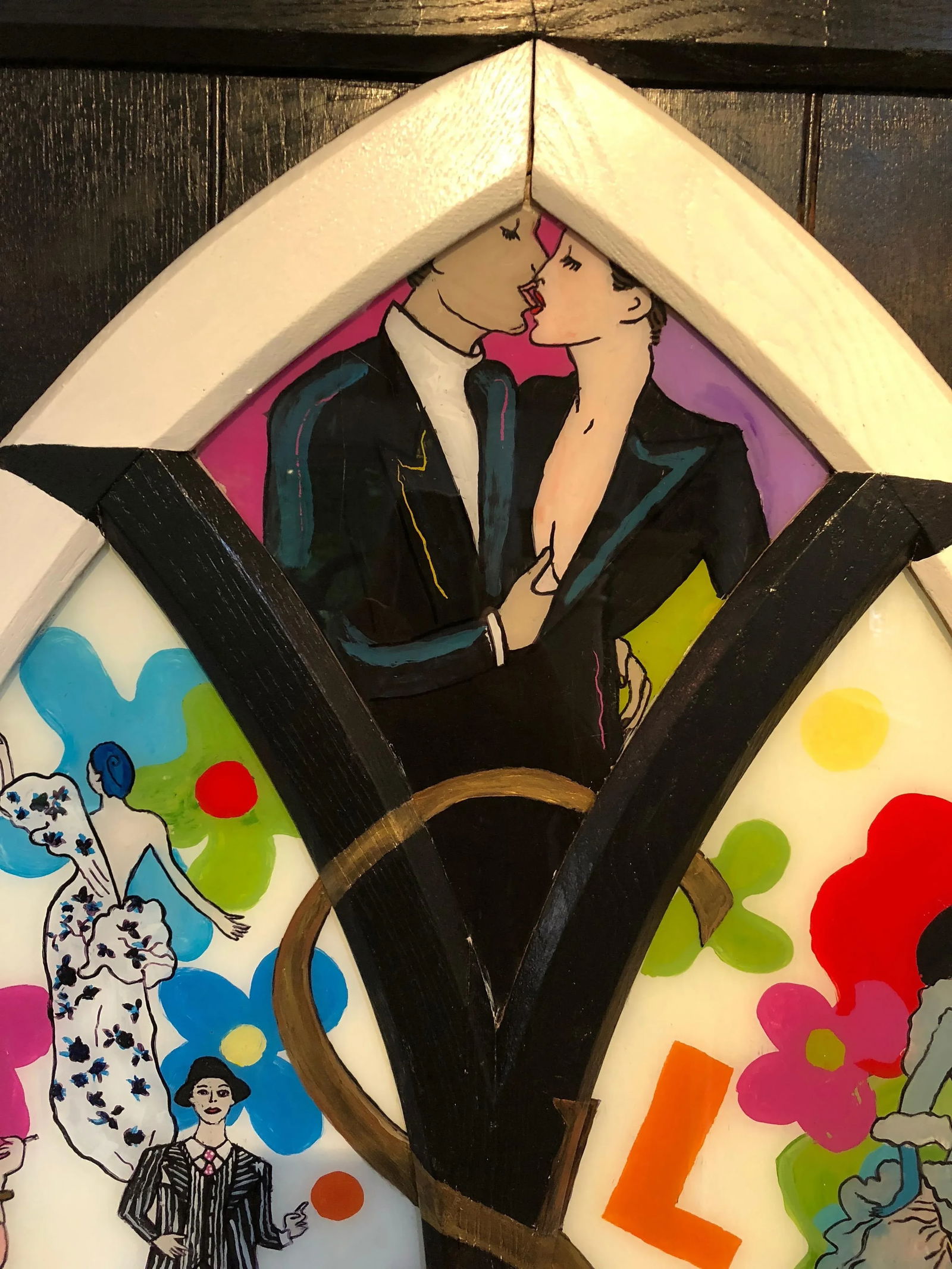 Original Contemporary Painting on Glass Homage to Yves Saint Laurent - 2