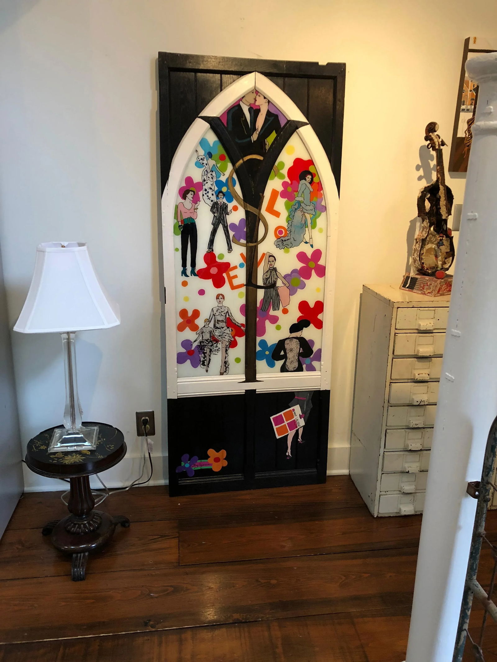 Original Contemporary Painting on Glass Homage to Yves Saint Laurent - 3