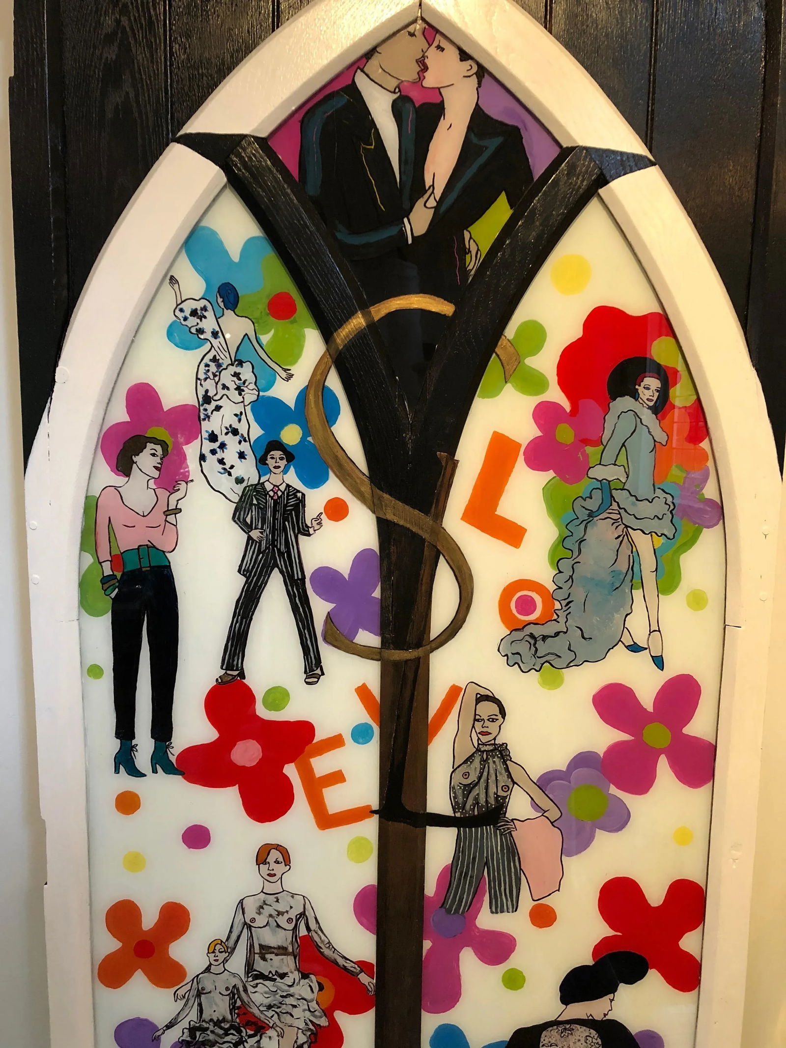 Original Contemporary Painting on Glass Homage to Yves Saint Laurent - 6