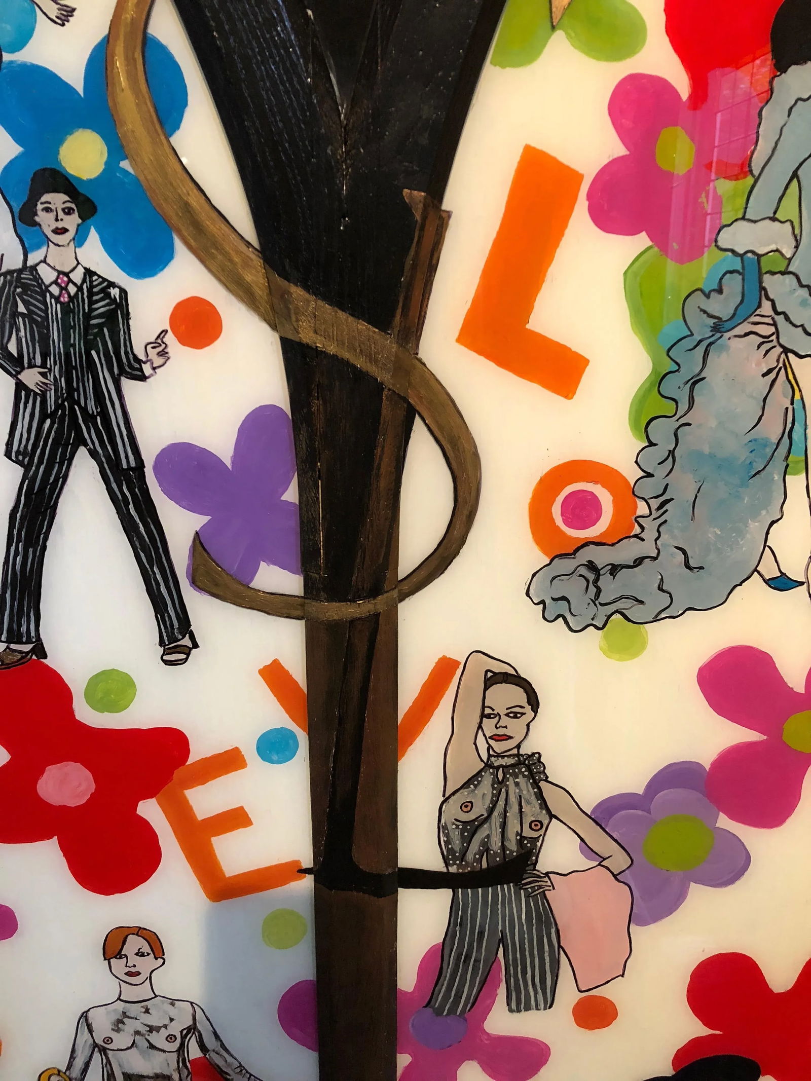 Original Contemporary Painting on Glass Homage to Yves Saint Laurent - 9