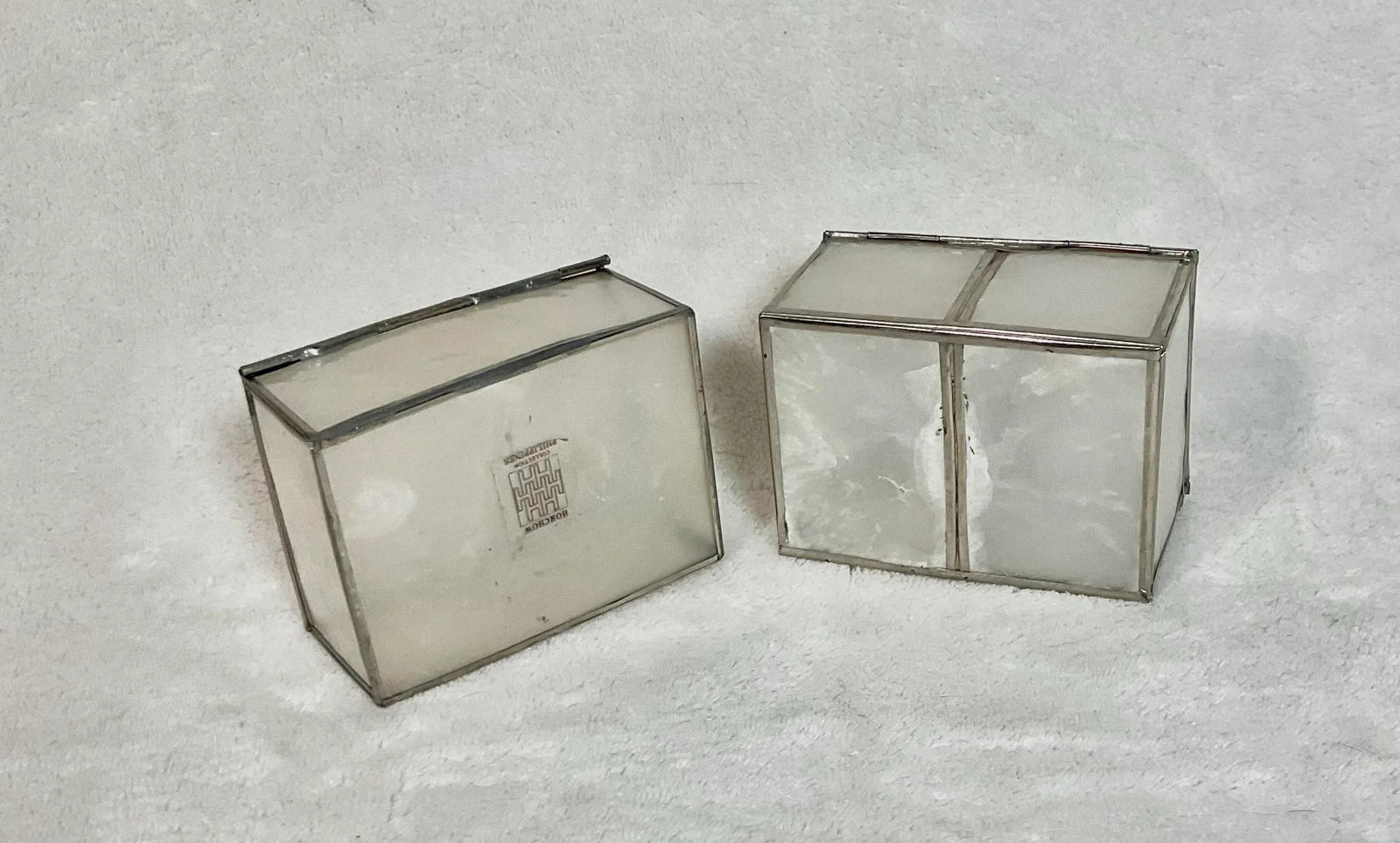 Vintage Horchow Collection Philippines Capiz Shell Table Place Markers With Boxes, 15 Piece - 10