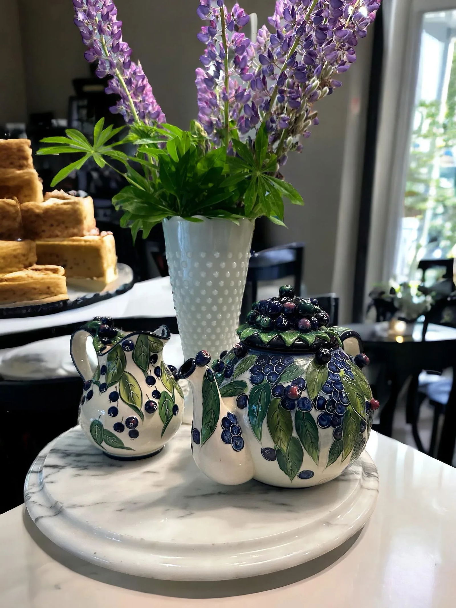 Vintage Jeanette McCall Majolica Blueberry Tea Pot - 12