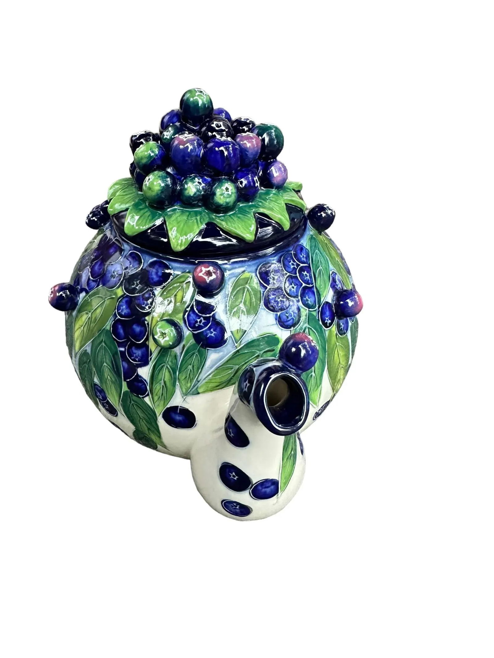Vintage Jeanette McCall Majolica Blueberry Tea Pot - 7