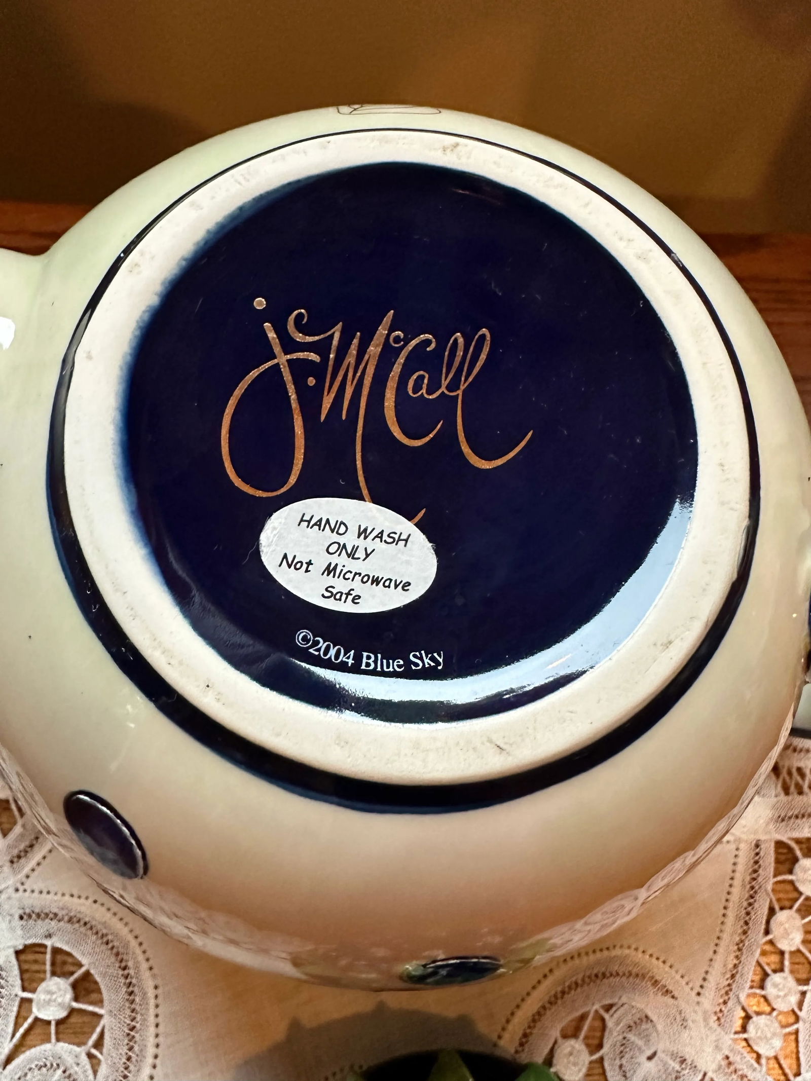 Vintage Jeanette McCall Majolica Blueberry Tea Pot - 9