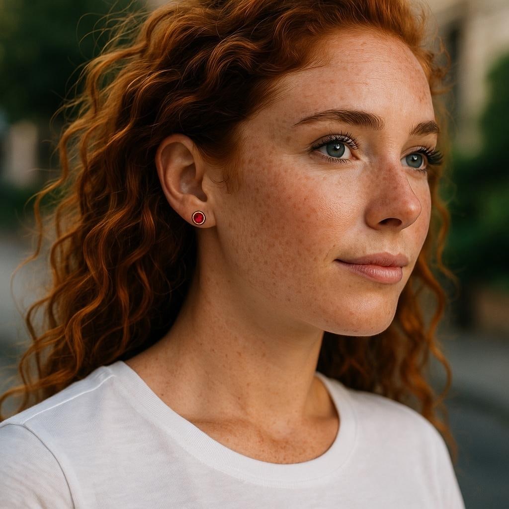 Burma Round Ruby 0.40 Carat Bezel Set 14 Karat Yellow Gold 0.15 Inch Earrings - 2 Pieces - 2