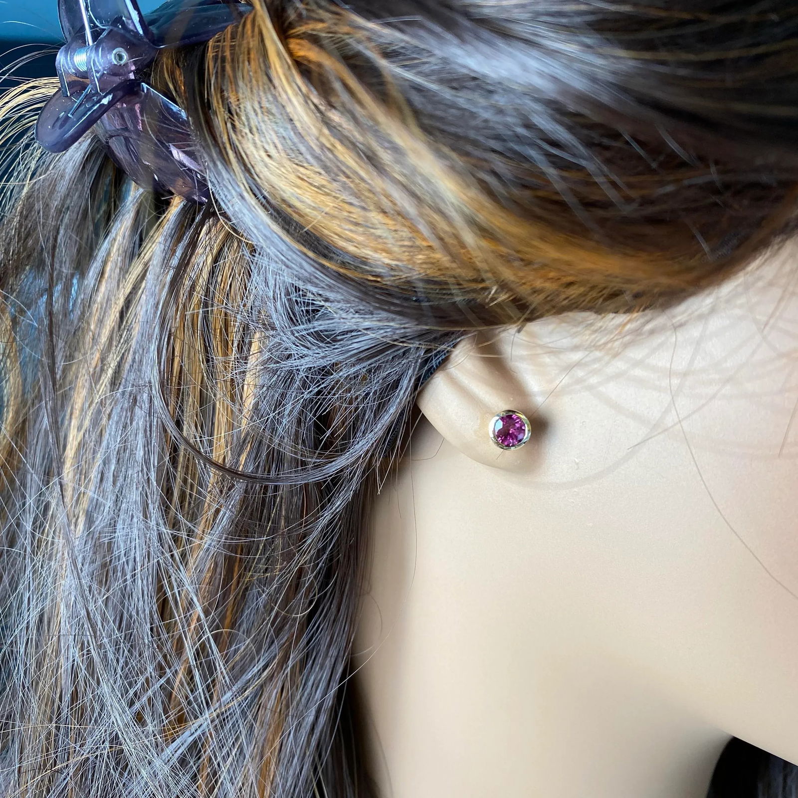 Burma Round Ruby 0.40 Carat Bezel Set 14 Karat Yellow Gold 0.15 Inch Earrings - 2 Pieces - 7