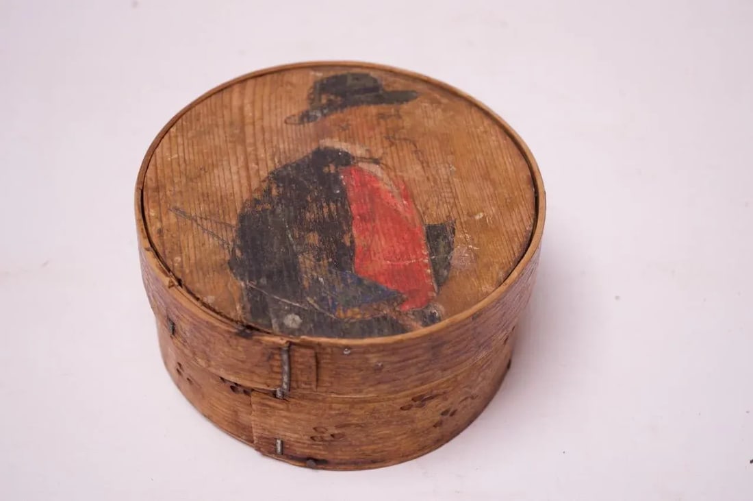 Antique English Snuff Box / Pipe Tobacco Case With Hand-Painted Decoration - 10